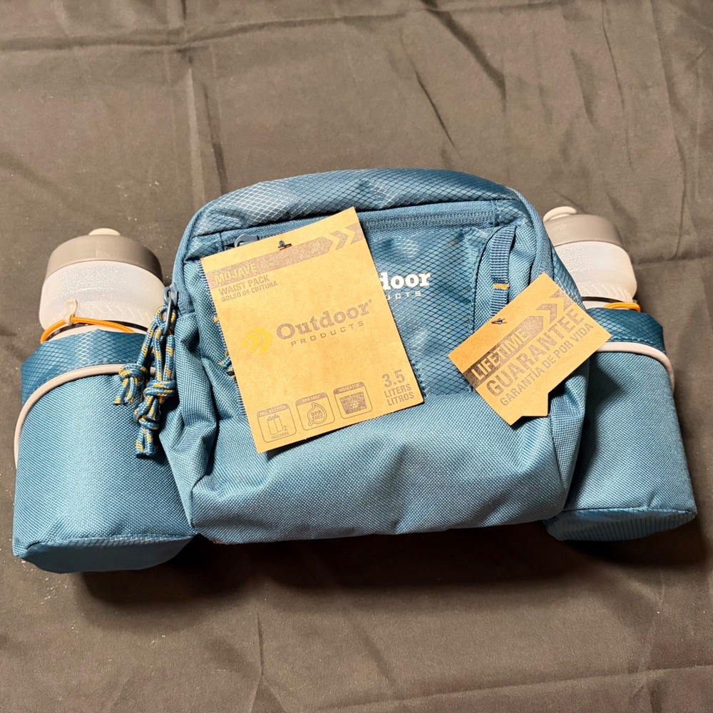 Outdoor Products Hydration Waist Pack 2 Water Bottles Hiking Running NWT Blue